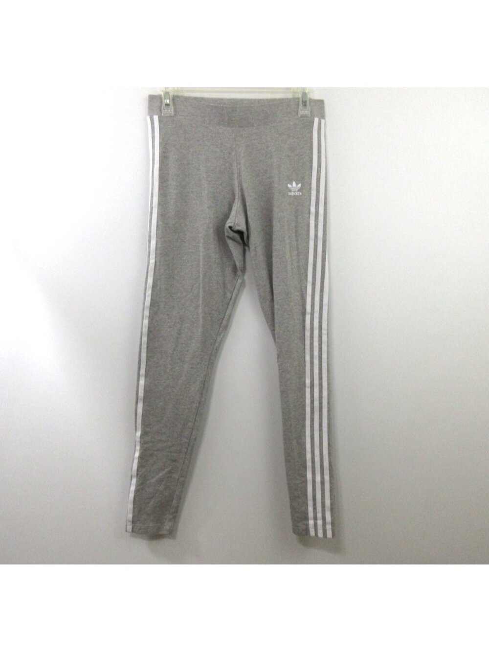 Adidas Track Pants Womens Medium Gray 3-Stripes Skinny Full Length Trefoil Logo